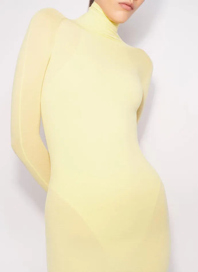 Yellow Fitted Body In Fine Knit Women Alaa Bodysuits and Leggings