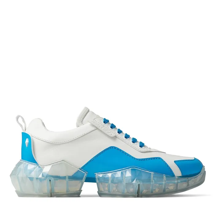 YkDiamondM White Leather Low Top Trainers With NeonBlue Trim Whiteneon Blue Men JIMMY CHOO Sneakers YkDiamondM White Leather Low Top Trainers With NeonBlue Trim Whiteneon Blue Men JIMMY CHOO Sneakers