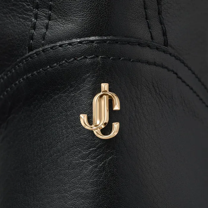Youth Ii Black Smooth Leather Biker Boots With Gold Buckles Black Women JIMMY CHOO Boots