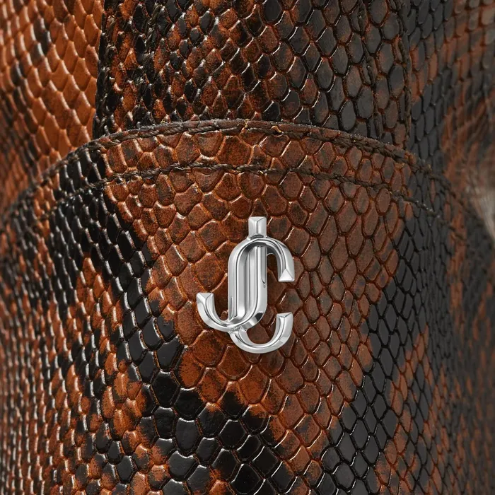 Youth Ii Cuoio Snake Printed Leather Biker Boots With Silver Buckles Cuoio Women JIMMY CHOO Boots