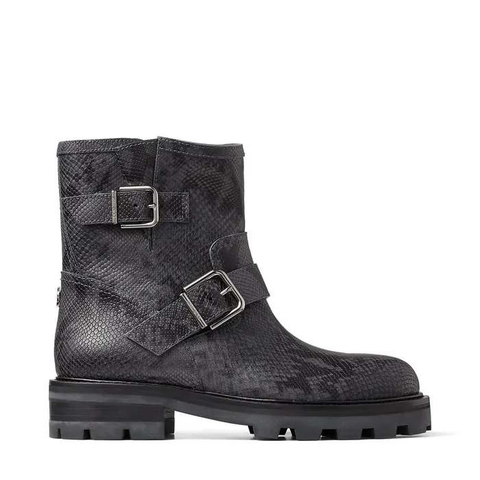 Youth Ii Dusk Snake Printed Leather Biker Boots With Silver Buckles Dusk Women JIMMY CHOO Boots Youth Ii Dusk Snake Printed Leather Biker Boots With Silver Buckles Dusk Women JIMMY CHOO Boots