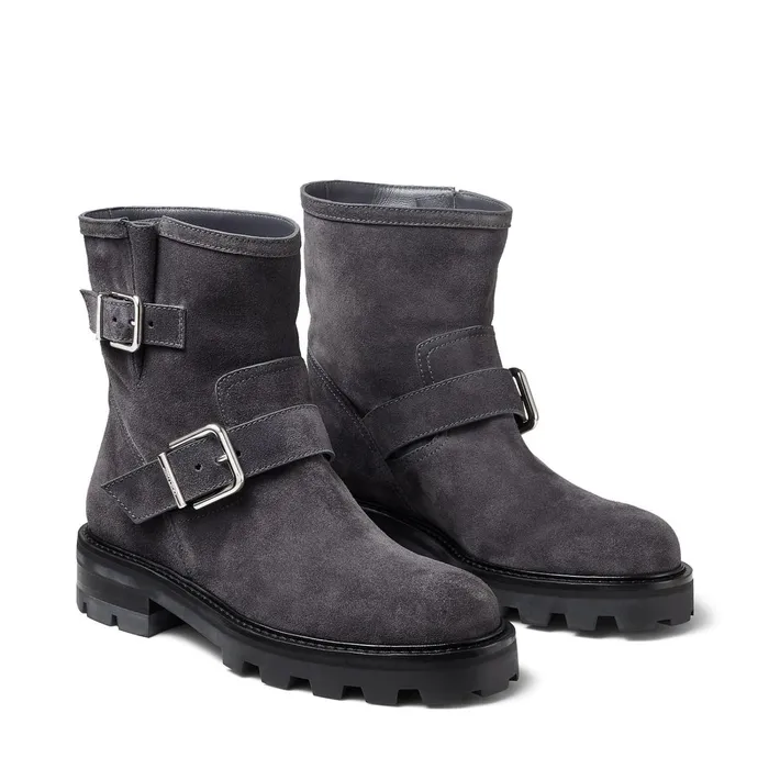 Youth Ii Dusk Suede Biker Boots With Silver Buckles Dusk Women JIMMY CHOO Boots