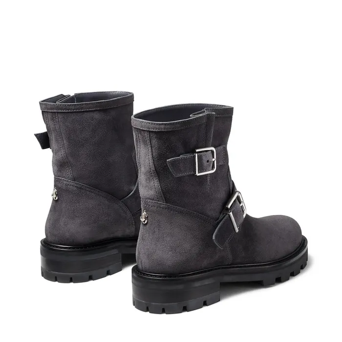 Youth Ii Dusk Suede Biker Boots With Silver Buckles Dusk Women JIMMY CHOO Boots