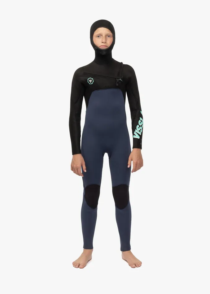 Youth Vissla 7 Seas Boys 543 Full Hooded Chest Zip Wetsuit Dark Slate