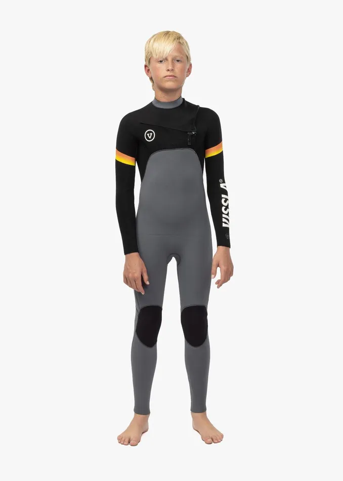 Youth Vissla 7 Seas Boys Raditude 32 Full Chest Zip Wetsuit Gunmetal