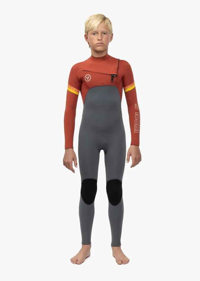Youth Vissla 7 Seas Boys Raditude 32 Full Chest Zip Wetsuit Rust